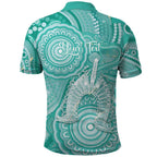 50 Years Deadly NAIDOC Week 2026 Personalised Polo Shirt Dhari Cyan Indigenous Art