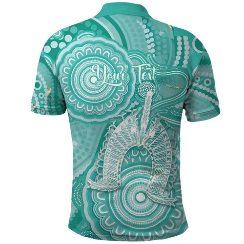 50 Years Deadly NAIDOC Week 2026 Personalised Polo Shirt Dhari Cyan Indigenous Art