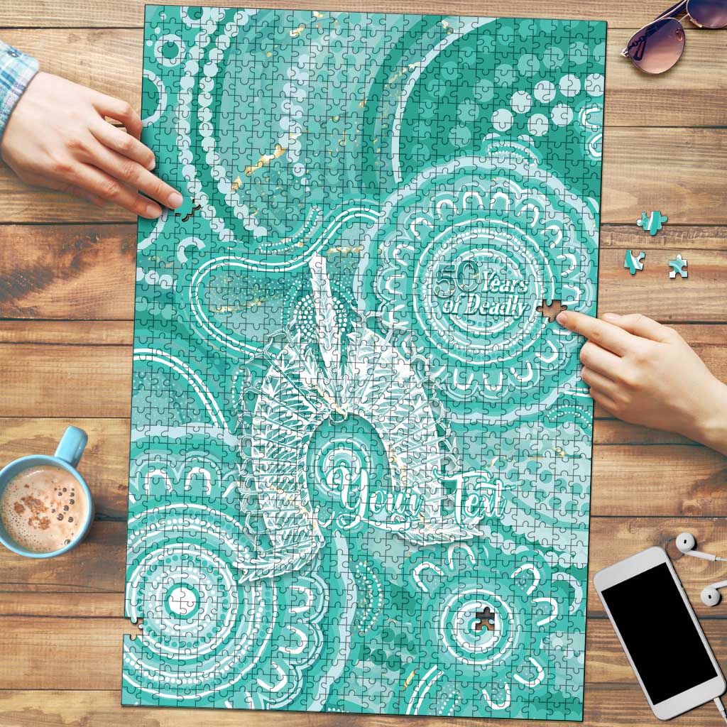 50 Years Deadly NAIDOC Week 2026 Personalised Puzzle Dhari Cyan Indigenous Art