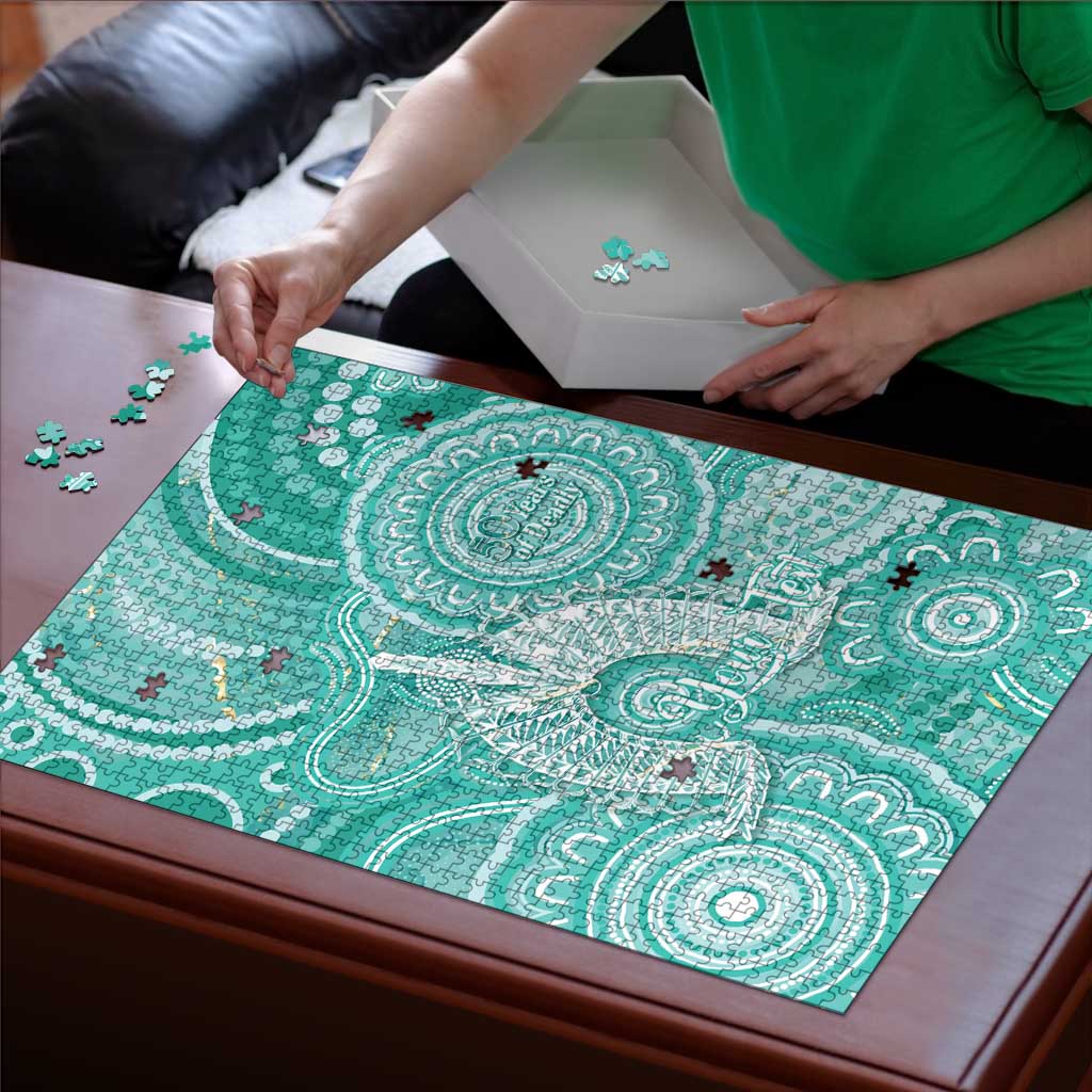 50 Years Deadly NAIDOC Week 2026 Personalised Puzzle Dhari Cyan Indigenous Art