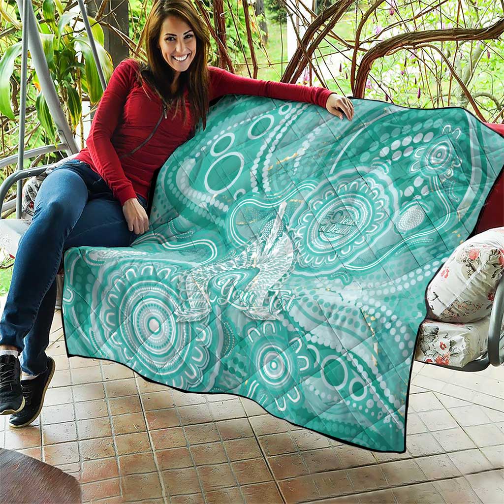 50 Years Deadly NAIDOC Week 2026 Personalised Quilt Dhari Cyan Indigenous Art