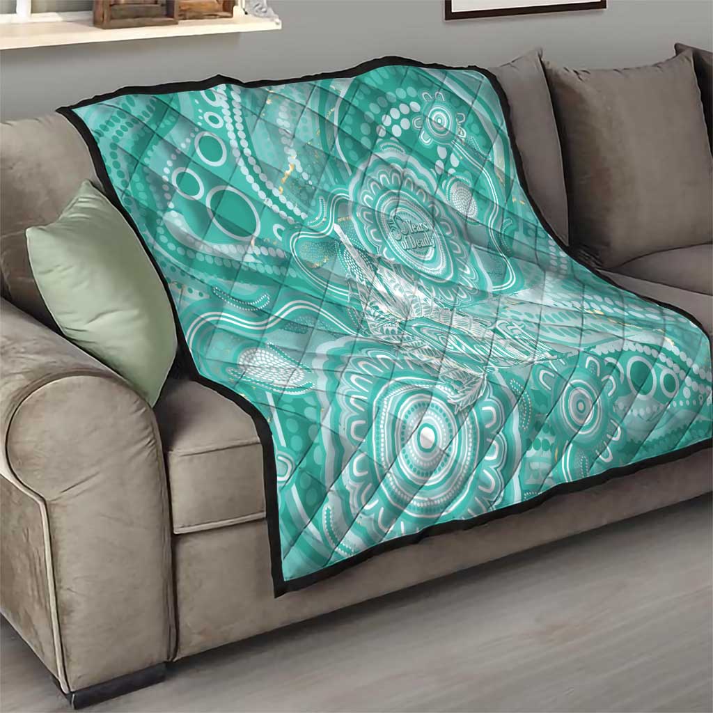 50 Years Deadly NAIDOC Week 2026 Personalised Quilt Dhari Cyan Indigenous Art