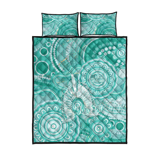 50 Years Deadly NAIDOC Week 2026 Personalised Quilt Bed Set Dhari Cyan Indigenous Art