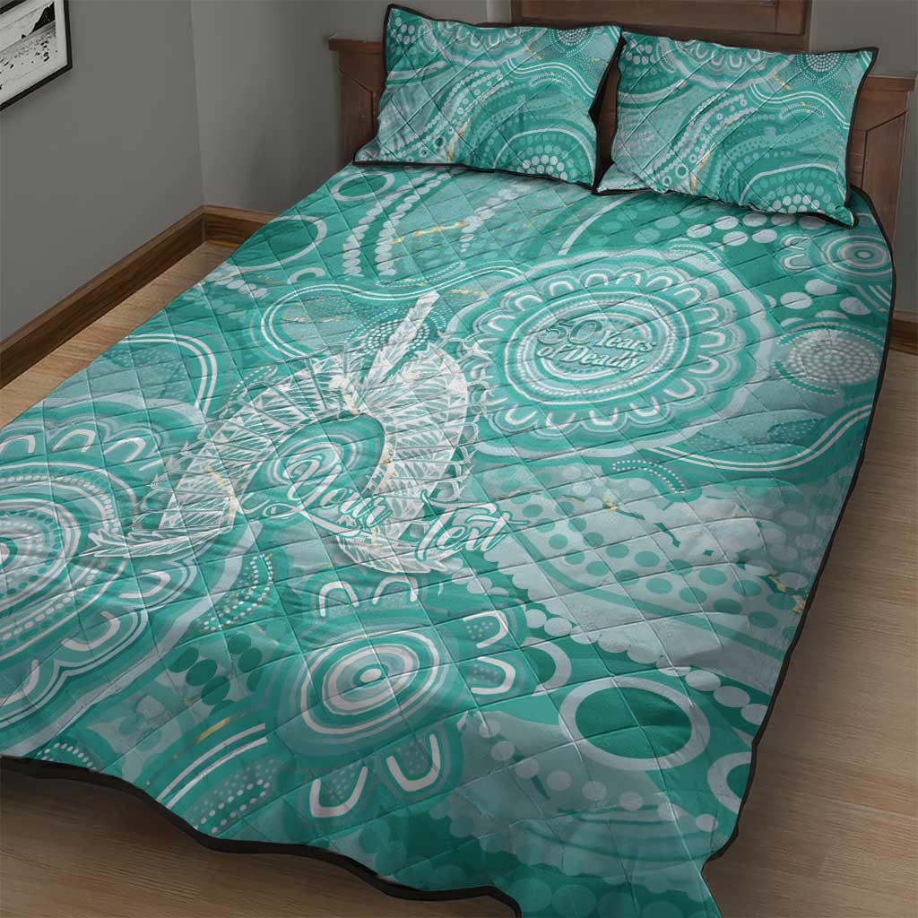 50 Years Deadly NAIDOC Week 2026 Personalised Quilt Bed Set Dhari Cyan Indigenous Art
