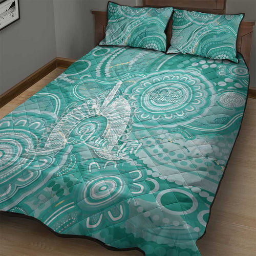 50 Years Deadly NAIDOC Week 2026 Personalised Quilt Bed Set Dhari Cyan Indigenous Art