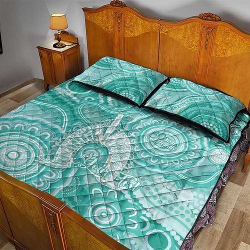 50 Years Deadly NAIDOC Week 2026 Personalised Quilt Bed Set Dhari Cyan Indigenous Art