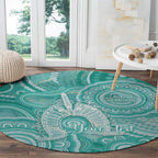50 Years Deadly NAIDOC Week 2026 Personalised Round Carpet Dhari Cyan Indigenous Art