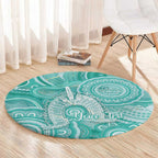 50 Years Deadly NAIDOC Week 2026 Personalised Round Carpet Dhari Cyan Indigenous Art