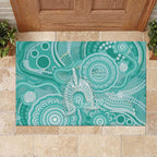 50 Years Deadly NAIDOC Week 2026 Personalised Rubber Doormat Dhari Cyan Indigenous Art