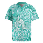 50 Years Deadly NAIDOC Week 2026 Personalised Rugby Jersey Dhari Cyan Indigenous Art