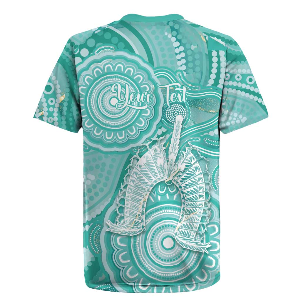 50 Years Deadly NAIDOC Week 2026 Personalised Rugby Jersey Dhari Cyan Indigenous Art