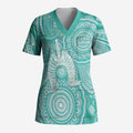 50 Years Deadly NAIDOC Week 2026 Personalised Scrub Top Dhari Cyan Indigenous Art