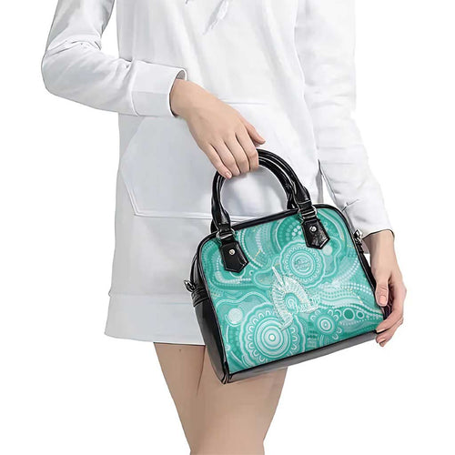 50 Years Deadly NAIDOC Week 2026 Personalised Shoulder Handbag Dhari Cyan Indigenous Art