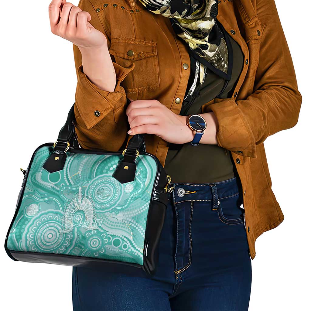 50 Years Deadly NAIDOC Week 2026 Personalised Shoulder Handbag Dhari Cyan Indigenous Art