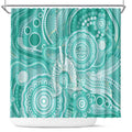 50 Years Deadly NAIDOC Week 2026 Personalised Shower Curtain Dhari Cyan Indigenous Art