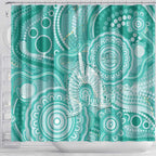 50 Years Deadly NAIDOC Week 2026 Personalised Shower Curtain Dhari Cyan Indigenous Art