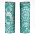 50 Years Deadly NAIDOC Week 2026 Personalised Skinny Tumbler Dhari Cyan Indigenous Art