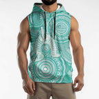 50 Years Deadly NAIDOC Week 2026 Personalised Sleeveless Hoodie Dhari Cyan Indigenous Art