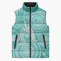 50 Years Deadly NAIDOC Week 2026 Personalised Sleeveless Puffer Jacket Dhari Cyan Indigenous Art