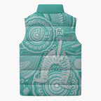 50 Years Deadly NAIDOC Week 2026 Personalised Sleeveless Puffer Jacket Dhari Cyan Indigenous Art