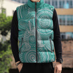 50 Years Deadly NAIDOC Week 2026 Personalised Sleeveless Puffer Jacket Dhari Cyan Indigenous Art