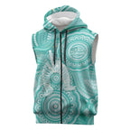 50 Years Deadly NAIDOC Week 2026 Personalised Sleeveless Zip Hoodie Dhari Cyan Indigenous Art