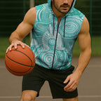 50 Years Deadly NAIDOC Week 2026 Personalised Sleeveless Zip Hoodie Dhari Cyan Indigenous Art