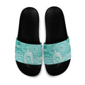 50 Years Deadly NAIDOC Week 2026 Personalised Slide Sandals Dhari Cyan Indigenous Art