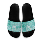 50 Years Deadly NAIDOC Week 2026 Personalised Slide Sandals Dhari Cyan Indigenous Art
