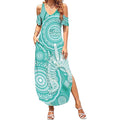 50 Years Deadly NAIDOC Week 2026 Personalised Summer Maxi Dress Dhari Cyan Indigenous Art