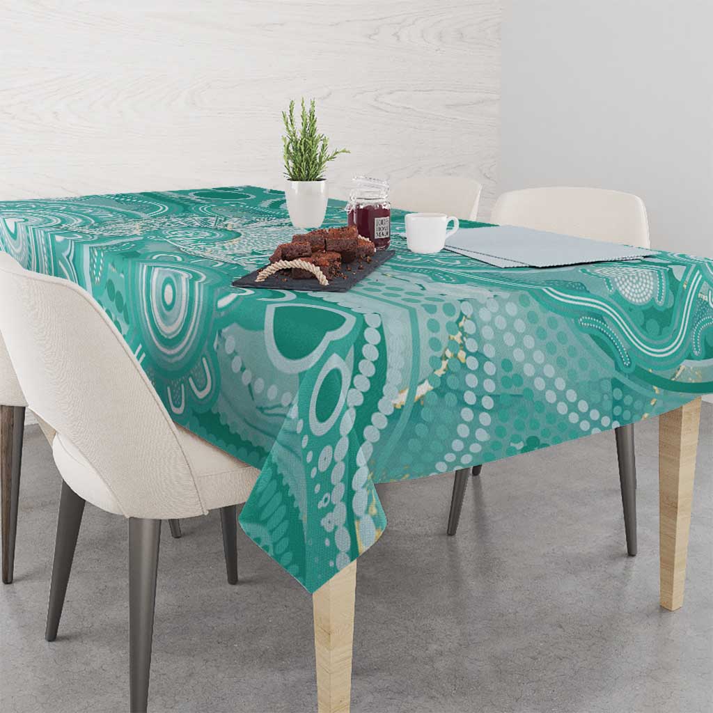 50 Years Deadly NAIDOC Week 2026 Personalised Tablecloth Dhari Cyan Indigenous Art