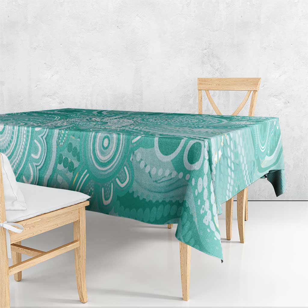 50 Years Deadly NAIDOC Week 2026 Personalised Tablecloth Dhari Cyan Indigenous Art