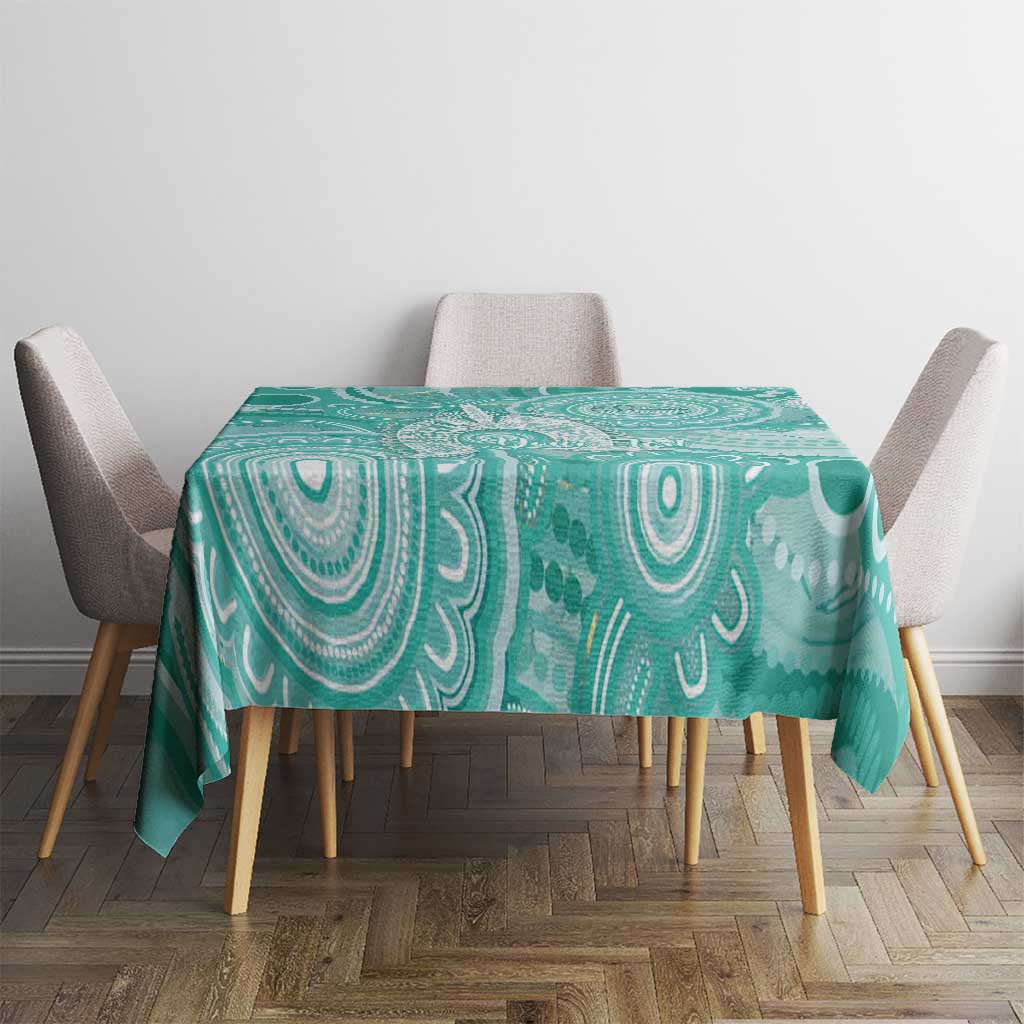 50 Years Deadly NAIDOC Week 2026 Personalised Tablecloth Dhari Cyan Indigenous Art