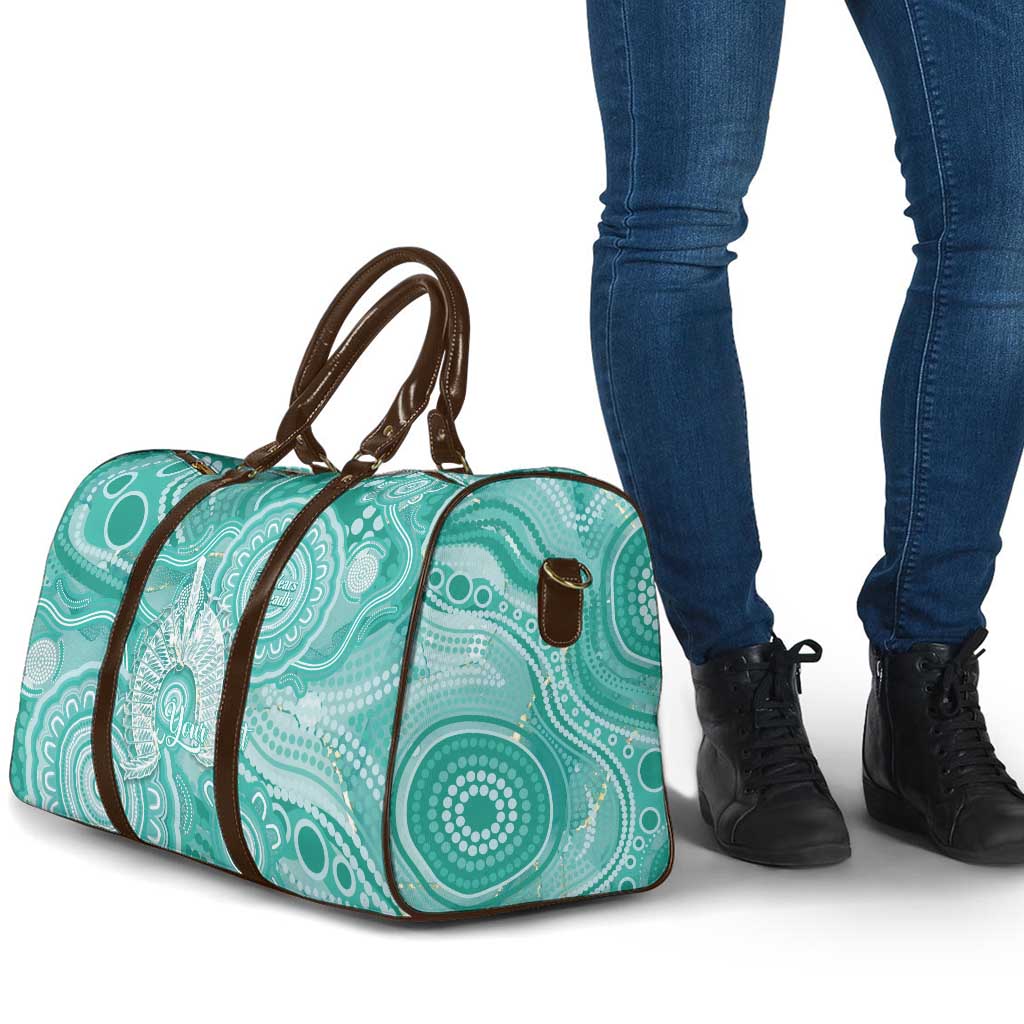 50 Years Deadly NAIDOC Week 2026 Personalised Travel Bag Dhari Cyan Indigenous Art