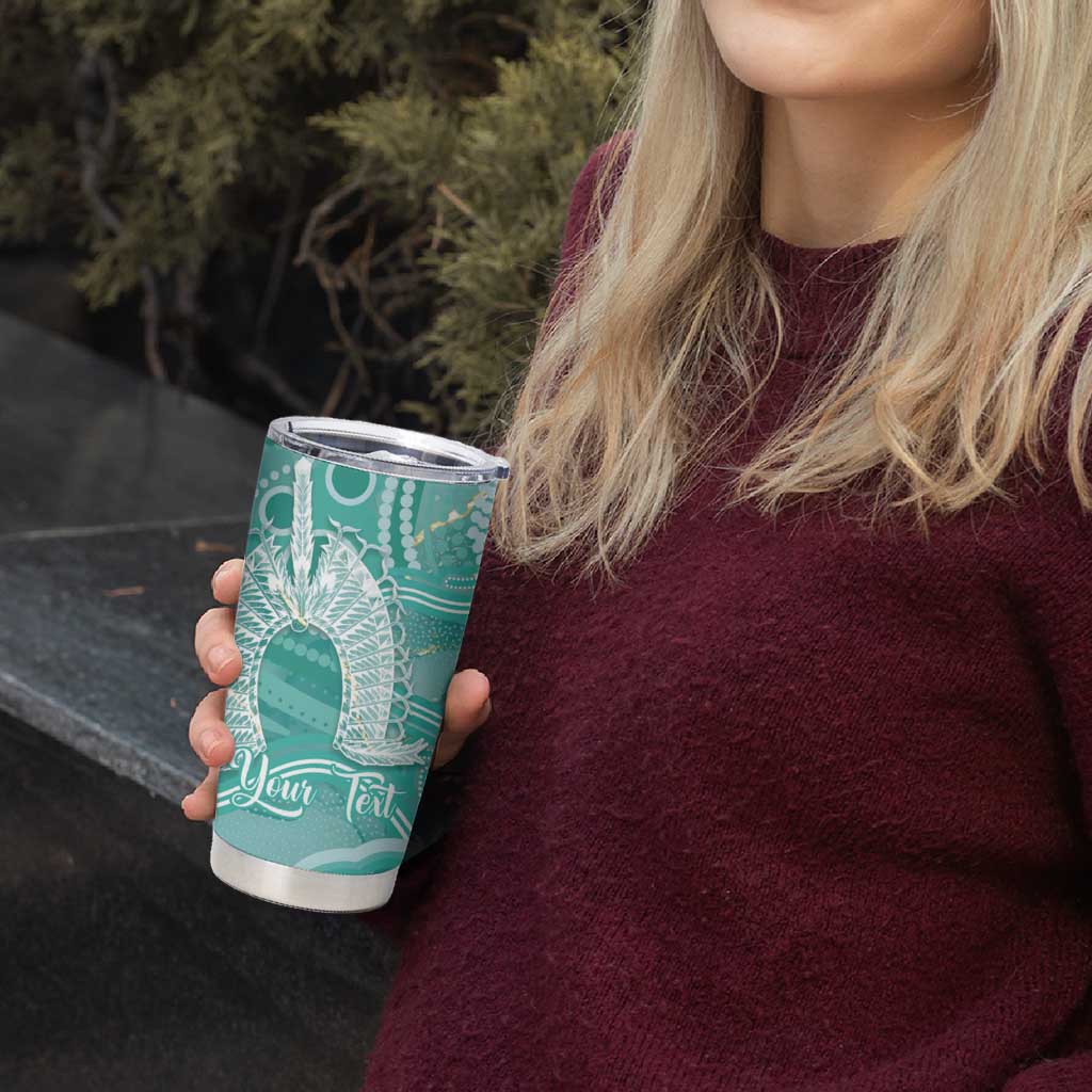 50 Years Deadly NAIDOC Week 2026 Personalised Tumbler Cup Dhari Cyan Indigenous Art