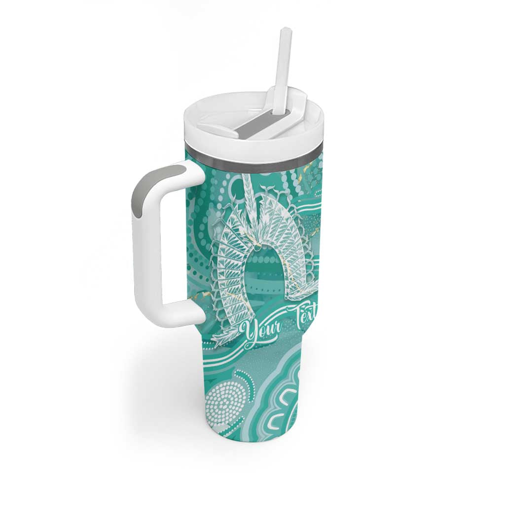 50 Years Deadly NAIDOC Week 2026 Personalised Tumbler With Handle Dhari Cyan Indigenous Art