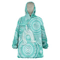50 Years Deadly NAIDOC Week 2026 Personalised Wearable Blanket Hoodie Dhari Cyan Indigenous Art