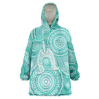 50 Years Deadly NAIDOC Week 2026 Personalised Wearable Blanket Hoodie Dhari Cyan Indigenous Art