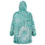 50 Years Deadly NAIDOC Week 2026 Personalised Wearable Blanket Hoodie Dhari Cyan Indigenous Art