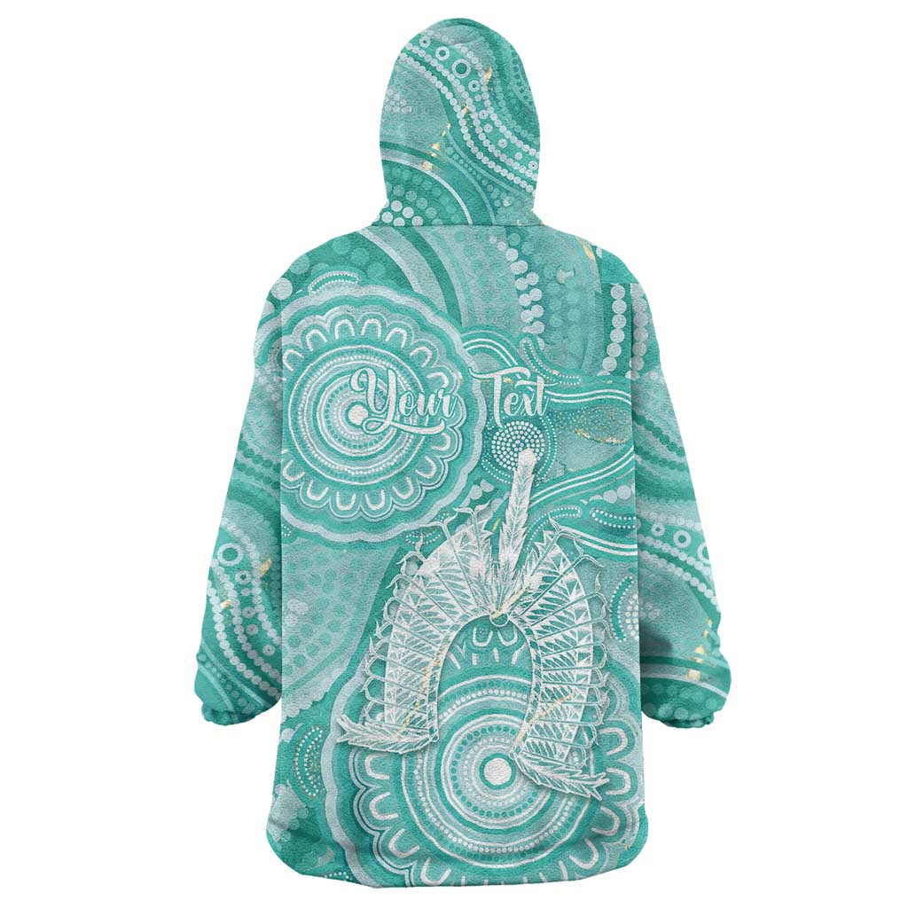 50 Years Deadly NAIDOC Week 2026 Personalised Wearable Blanket Hoodie Dhari Cyan Indigenous Art