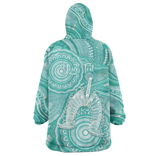 50 Years Deadly NAIDOC Week 2026 Personalised Wearable Blanket Hoodie Dhari Cyan Indigenous Art