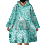 50 Years Deadly NAIDOC Week 2026 Personalised Wearable Blanket Hoodie Dhari Cyan Indigenous Art