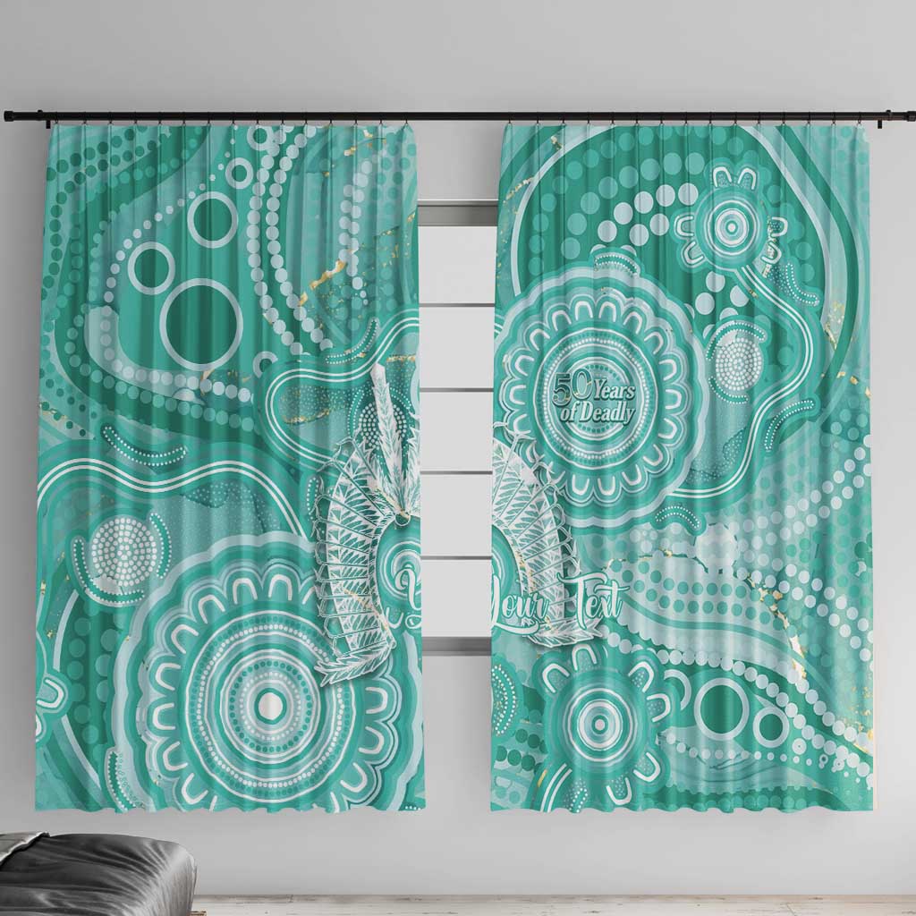 50 Years Deadly NAIDOC Week 2026 Personalised Window Curtain Dhari Cyan Indigenous Art
