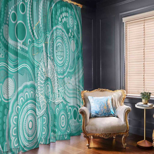 50 Years Deadly NAIDOC Week 2026 Personalised Window Curtain Dhari Cyan Indigenous Art
