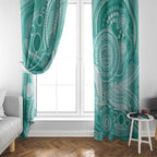 50 Years Deadly NAIDOC Week 2026 Personalised Window Curtain Dhari Cyan Indigenous Art