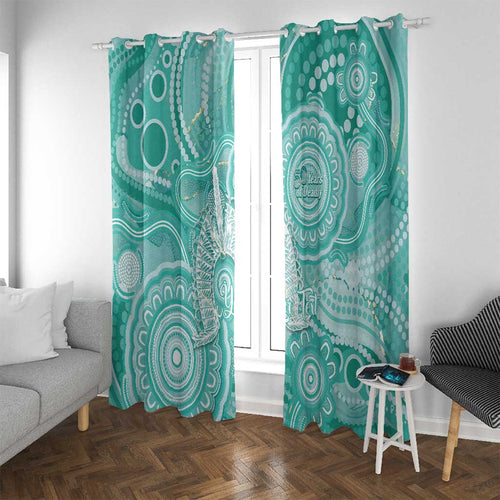 50 Years Deadly NAIDOC Week 2026 Personalised Window Curtain Dhari Cyan Indigenous Art