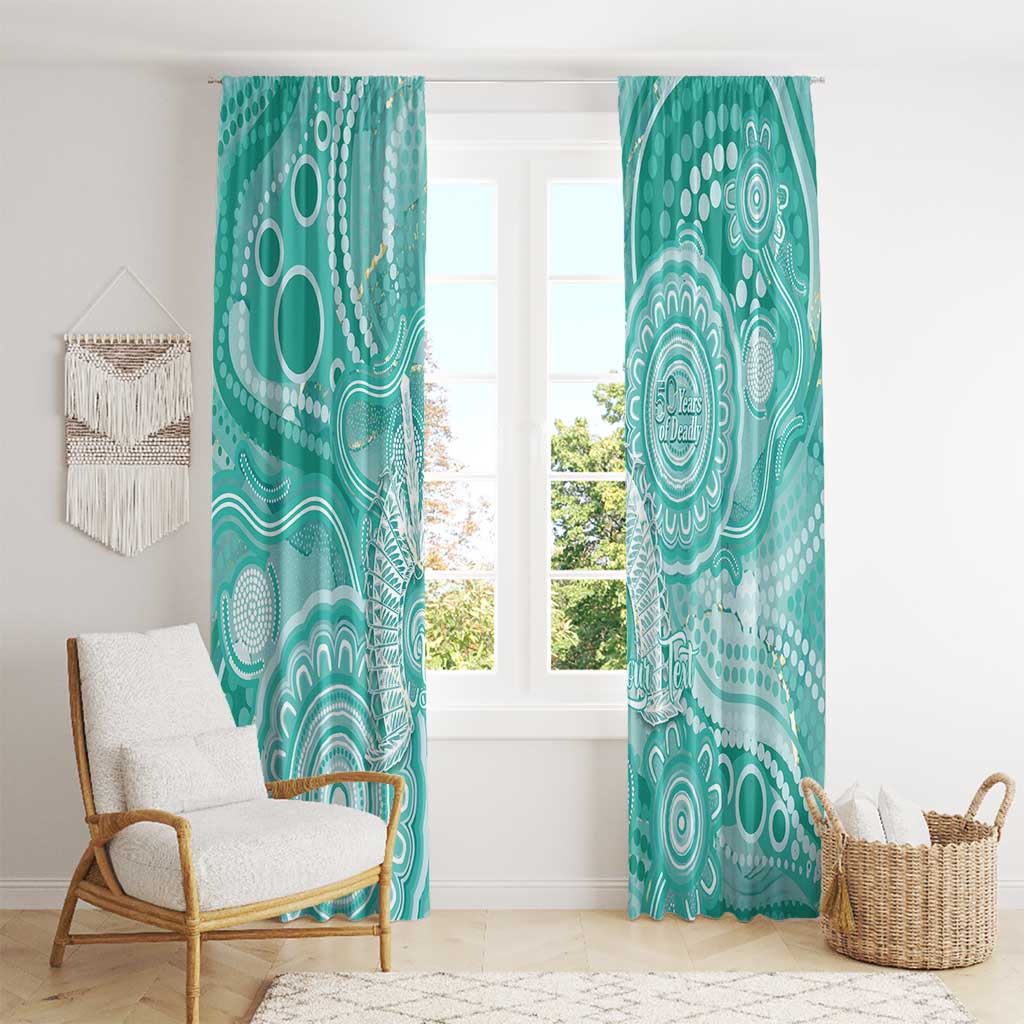 50 Years Deadly NAIDOC Week 2026 Personalised Window Curtain Dhari Cyan Indigenous Art
