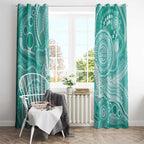50 Years Deadly NAIDOC Week 2026 Personalised Window Curtain Dhari Cyan Indigenous Art