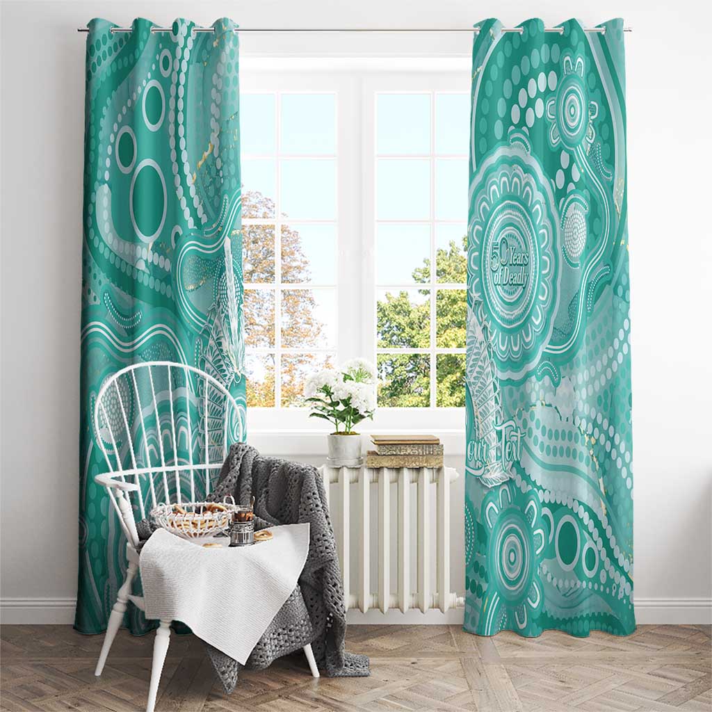 50 Years Deadly NAIDOC Week 2026 Personalised Window Curtain Dhari Cyan Indigenous Art