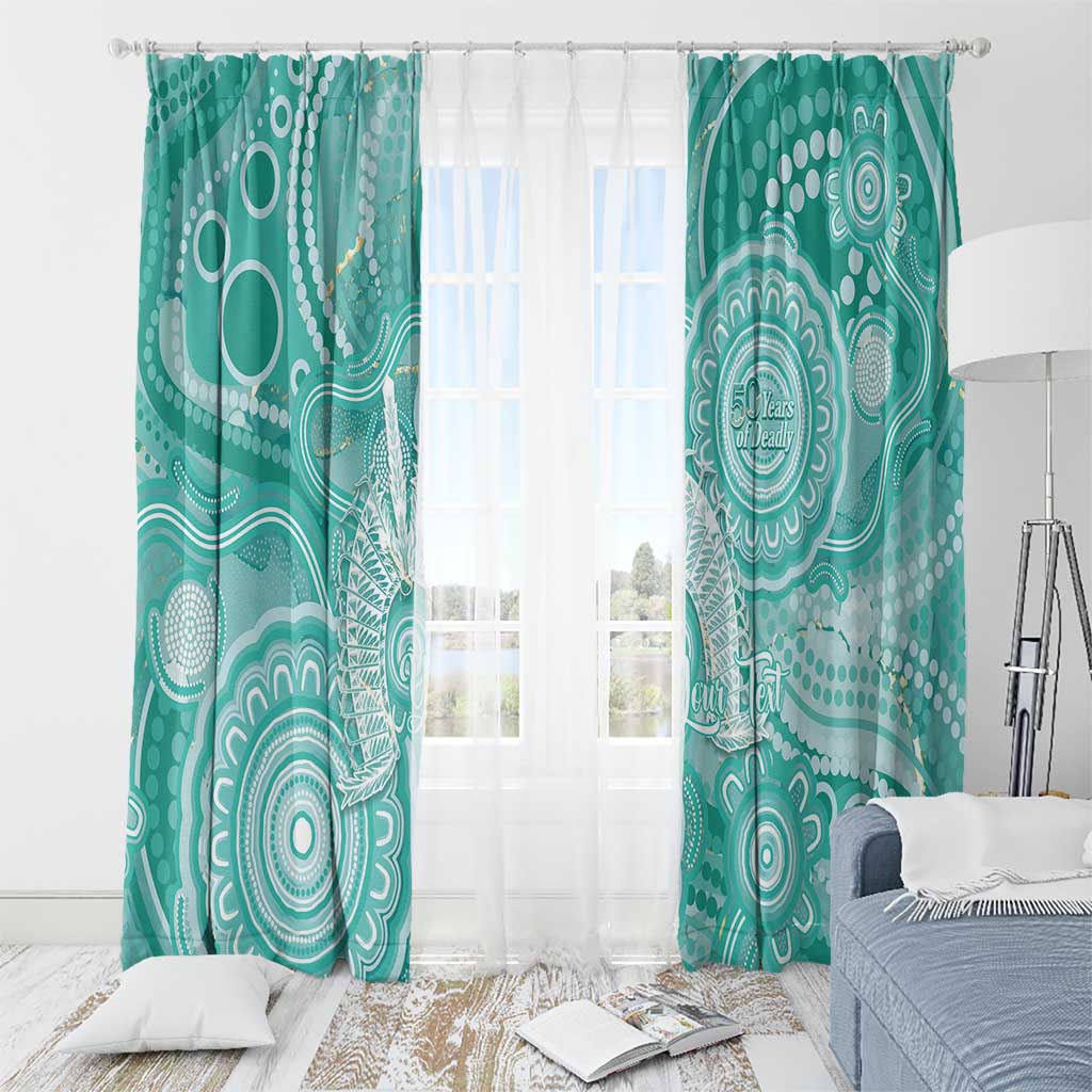 50 Years Deadly NAIDOC Week 2026 Personalised Window Curtain Dhari Cyan Indigenous Art